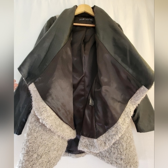 Melissa NEPTON Wool and Faux Leather  Jacket Cardigan - Picture 9 of 16